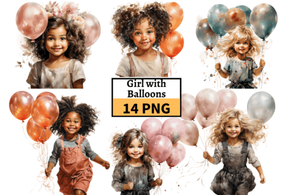 Download Cute Little Girl with Balloons, Birthday - Girl with balloons Collection