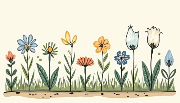 Download Earthy Floral Sign, Inked Garden Theme - Garden theme Collection