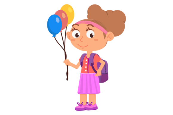 Download Cute Girl with Balloons. Happy School Ki - Girl with balloons Collection