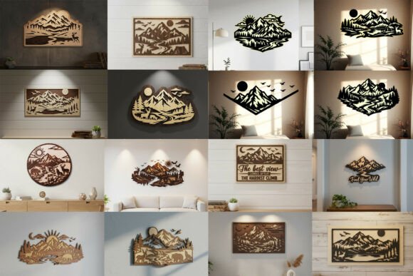 Download Laser Cut Mountain Wall Art SVG Bundle - Wall art svg bundle Collection