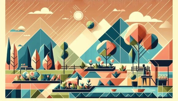 Download Garden Theme in Triangle Layers, Polygon - Garden theme Collection